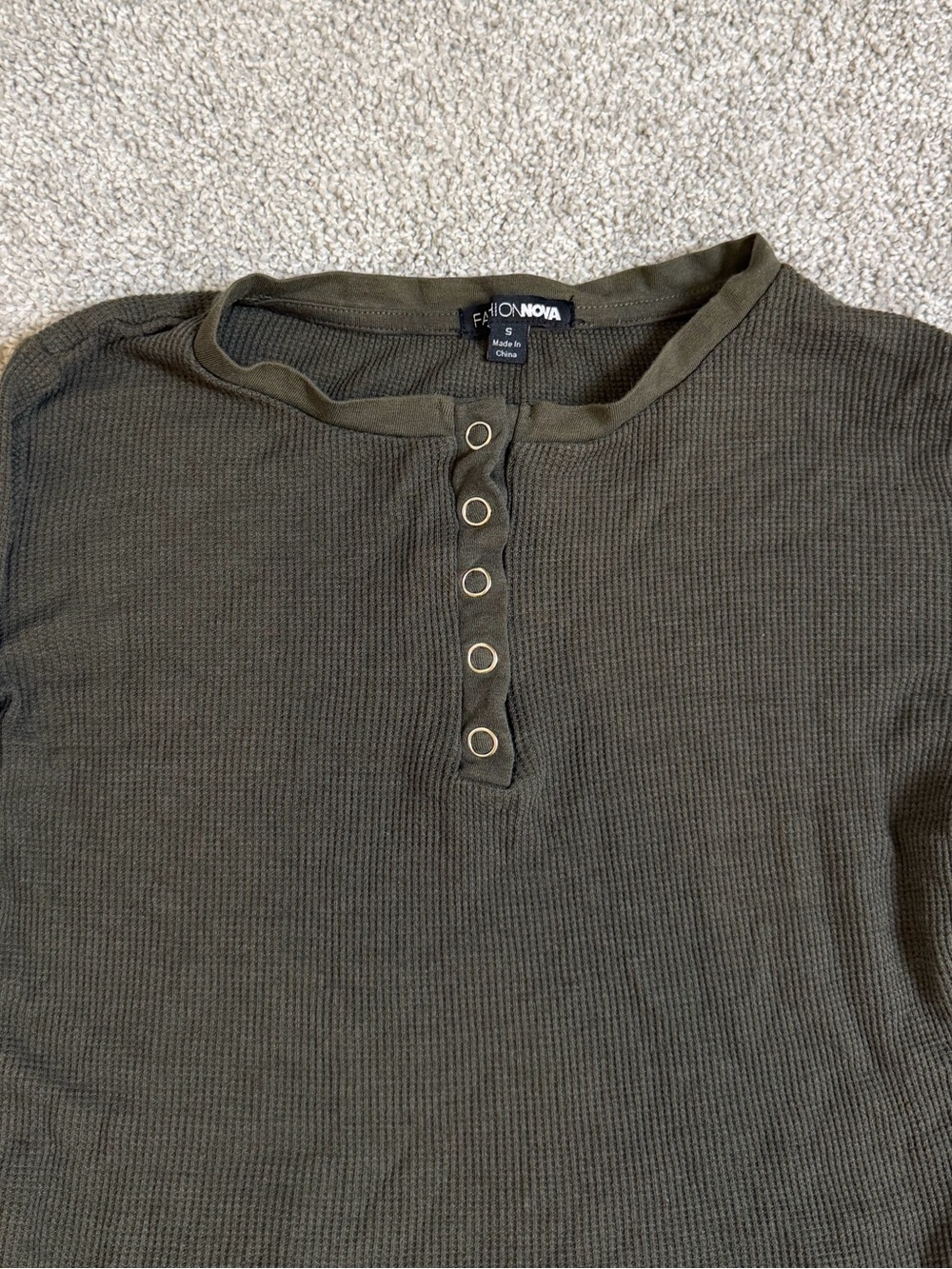 Olive Ribbed Long sleeve top - Picture 2 of 2